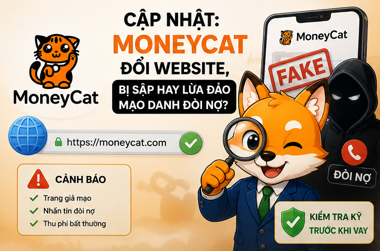 Cập nhật tháng 07/2026: MoneyCat đổi website, bị sập hay lừa đảo mạo danh đòi nợ?