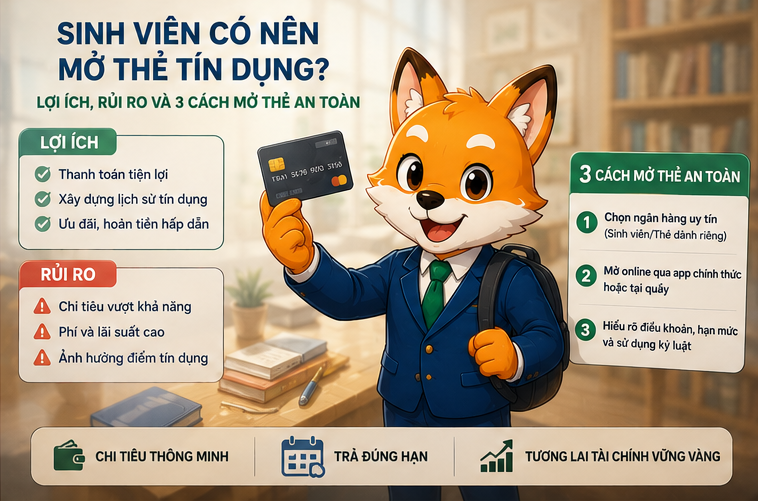 Sinh viên có nên mở thẻ tín dụng? Lợi ích, rủi ro và 3 cách mở thẻ an toàn 2026